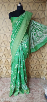 Pure Tussar Silk print saree